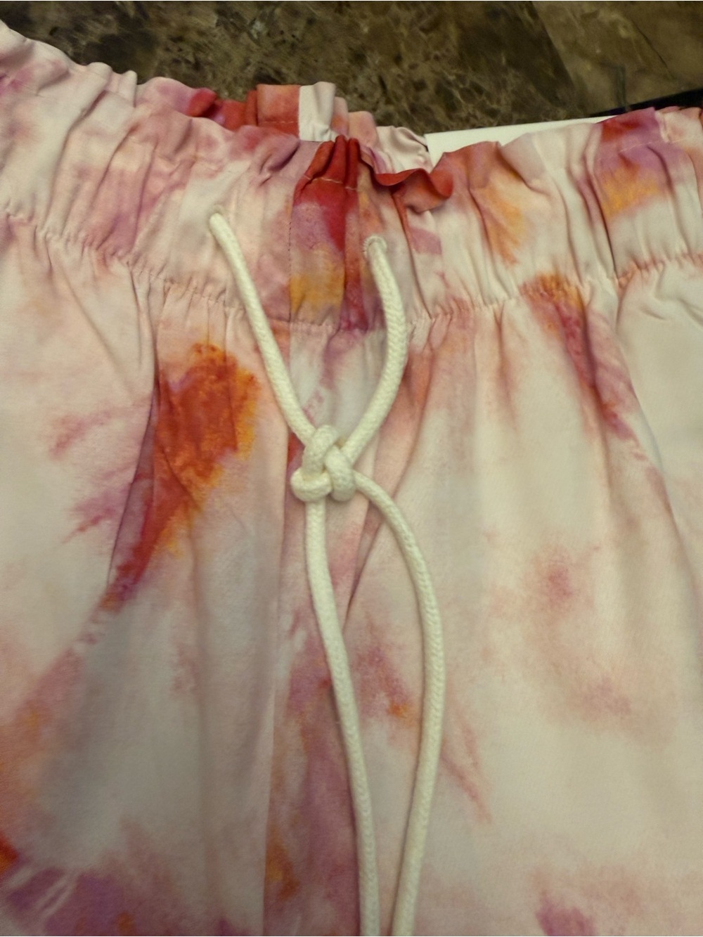 Ann Taylor White Tie-Dye Joggers with Pink, Red & Orange Accents - Picture 6 of 16